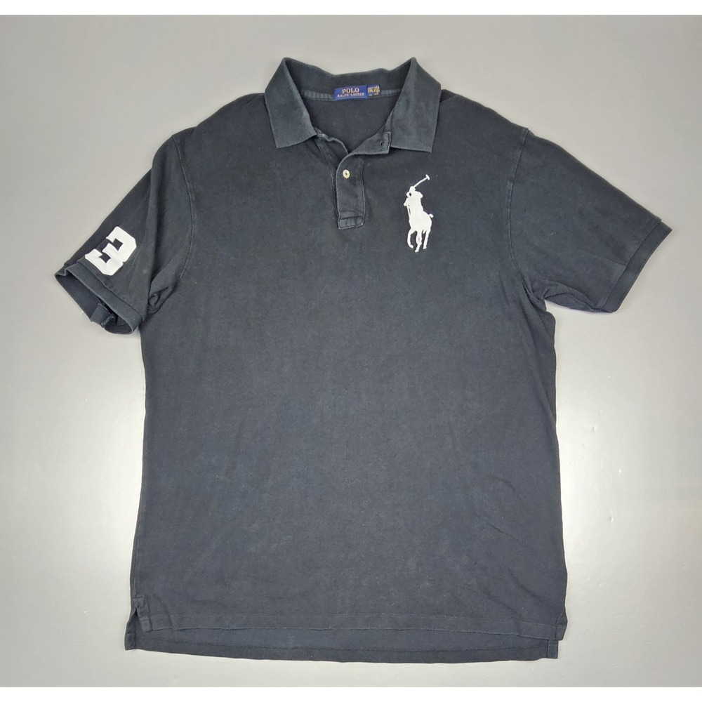 Vintage Polo Ralph Lauren Polo Shirt Mens 2XLT. Black Big Pony Short Sleeve #3